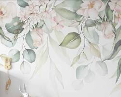 Image of Floral murals wallpaper for girls' bedroom