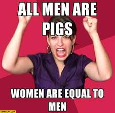 All men are pigs women are equal to men feminist meme | StareCat.com via Relatably.com