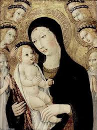 Madonna and Child with Sts Anthony Abbott und Bernhardin von Siena ... - Sano-Di-Pietro-Madonna-and-Child-with-Sts-Anthony-Abbott-and-Bernardino-of-Siena-2-
