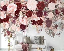 Image of Watercolor 3D rose wallpaper design