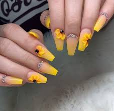 Pin by Codie Griffiths on Nails | Acrylic nails yellow, Sunflower nails ...