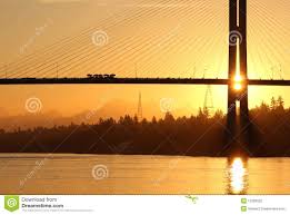 Brücken-Sonnenaufgang Vancouver Alex-Fraser Lizenzfreies Stockfoto ...