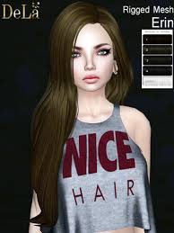 Second Life Marketplace - =DeLa*= Mesh Hair \u0026quot;Erin\u0026quot; Blacks and White - AD-hair-Erin-black