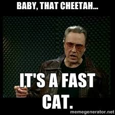 Baby, that cheetah... It&#39;s a fast cat. - Christopher Walken ... via Relatably.com