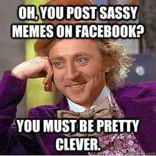Oh, you post sassy memes on facebook? you must be pretty clever ... via Relatably.com