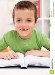 Happy elementary school boy practice reading - happy-elementary-school-boy-practice-reading-19037380