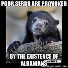 poor serbs are provoked by the existence of Albanians - sad bear ... via Relatably.com