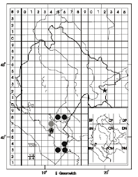 Distribution map of Medicago carstiensis (grey spot), Hydrocotyle ...