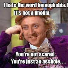Meme Maker - I hate the word homophobia. It is not a phobia. You ... via Relatably.com