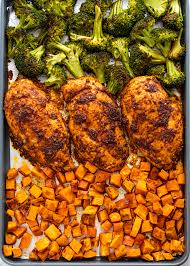 Sheet Pan Roasted Chicken, Sweet Potatoes, & Broccoli + Meal ...
