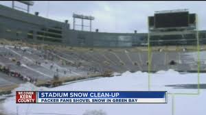 Image result for green bay packer fans shovel stadium