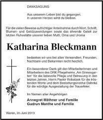 Katharina Bleckmann-bedanken w | Nordkurier Anzeigen