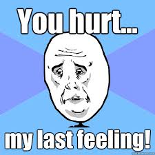 You hurt... my last feeling! - Okay Guy - quickmeme via Relatably.com