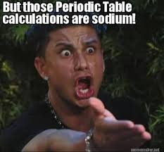 Meme Maker - But those Periodic Table calculations are sodium ... via Relatably.com