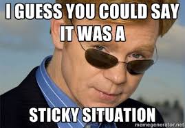 I guess you could say it was a sticky situation - Horatio | Meme ... via Relatably.com