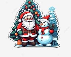 صورة بابا نويل يقف أمام شجرة الكريسماس