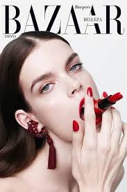 Manicure by Saki Sakamoto. red beauty1 Meghan Collison Models Daring Beauty for Bazaar Spain by Nagi Sakai - red-beauty1