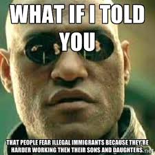 WHAT IF I TOLD YOU that people fear illegal immigrants because ... via Relatably.com