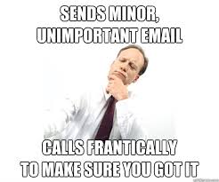 sends minor, unimportant email Calls frantically to make sure you ... via Relatably.com