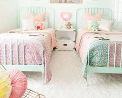 صورة غرفة نوم بناتى بألوان الباستيل