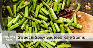 Sweet and Spicy Sautéed Kale Stems - The Endless Meal®