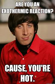 Are you an exothermic reaction? Cause, you&#39;re hot. - Pickup Line ... via Relatably.com
