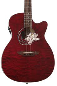 Luna Flora Lotus, Quilted Maple Acoustic-Electric Guitar ...