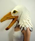 SACASUSA (TM) White Feather Bird Mask with yellow