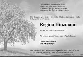 Regina Hinzmann-Die Trauerfeie | Nordkurier Anzeigen - 006206464401
