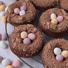 Chocolate Baked Donut Easter Nests - The Baking Explorer