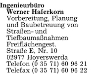 Firma Ingenieurbüro Werner Haferkorn in Hoyerswerda - Branche(n ...