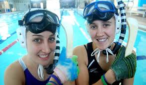 UNDERWATER HOCKEY HOPES: Rachel Arbuckle, left, and Paige Moran are part of the national under-23 underwater hockey team competing at the world ... - 5254961