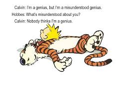 Calvin: I&#39;m a genius, but I&#39;m a misunderstood genius. Hobbes ... via Relatably.com