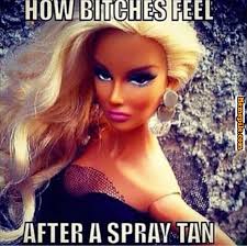 how bitches feel,after a spray tan,barbie doll,meme - Memepile via Relatably.com