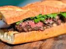 Recipe: Patio BBQ Steak Sandwich on buttery hoagie roll with