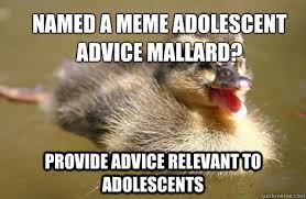 Adolescent Advice Mallard memes | quickmeme via Relatably.com