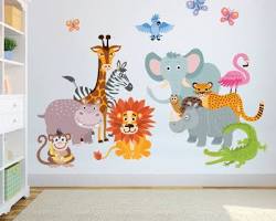 Εικόνα Παιδικά αυτοκόλλητα τοίχου με ζώα