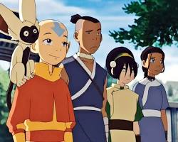 Image of Aang, Katara, Sokka, and Toph together