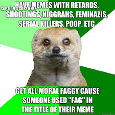 Have memes with retards, shootings, niggrahs, feminazis, serial ... via Relatably.com