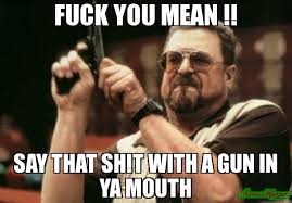 fuck you mean !! say that sh!t with a gun in ya mouth meme - Am I ... via Relatably.com