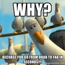 Why? Becuase you go from drab to fab in seconds!!! - Nemo Seagulls ... via Relatably.com