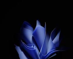 Image of 3D geometric blue flower wallpaper design