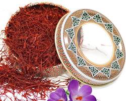 Image of Iranian saffron threads and flowers