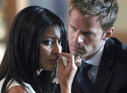 Footballers Wives - Season 5 - Laila Rouass as Amber Gates, Ben Richards as Bruno Milligan. Shed Productions/ITV/BBC America - footballers-wives-z15
