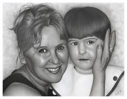 Portrait of Nancy and Shannon by Faith Te - Realistic charcoal and graphite pencil drawing - Artistic Realism - nancy-shannon-charcoal-drawing