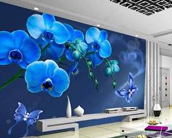Image of 3D blue orchid wallpaper design