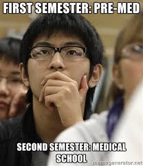 first semester: pre-med second semester: medical school - Asian ... via Relatably.com