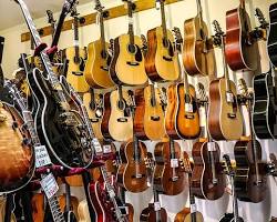 Image of Music store wallpaper with musical instruments