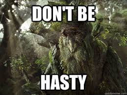 DON&#39;T BE HASTY - treebeard - quickmeme via Relatably.com