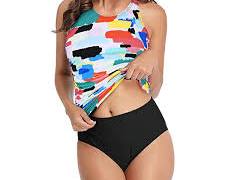 Image of sporty tankini with a high neckline